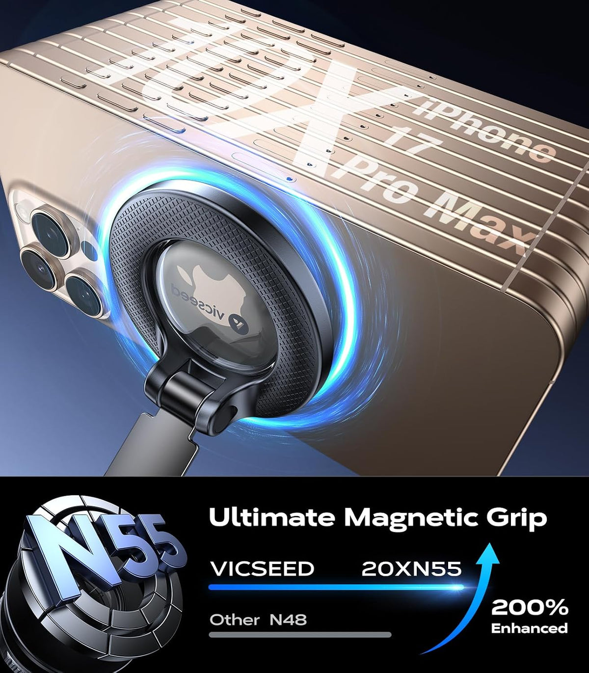 MagSafe Car Phone Holder, Strong Magnetic Mount, 360° Rotation, Dashboard & Windshield