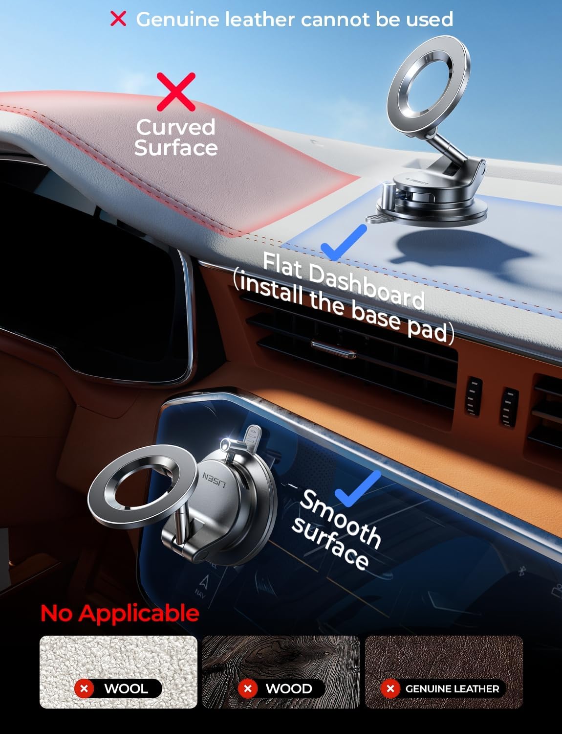 360° Magnetic Car Phone Mount, Strong Holder, Dashboard & Windshield, Universal Design