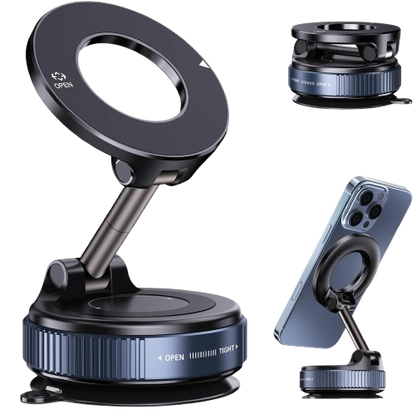 Magnetic Phone Holder for Car, Strong Suction Cup Mount, MagSafe Compatible,360°Rotation