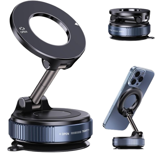 Magnetic Phone Holder for Car, Strong Suction Cup Mount, MagSafe Compatible,360°Rotation