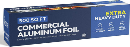 Commercial Aluminum Foil Roll 12" x 500', Heavy Duty Food Service Foil for Cooking, Baking, Grilling, Freezing & Food Storage