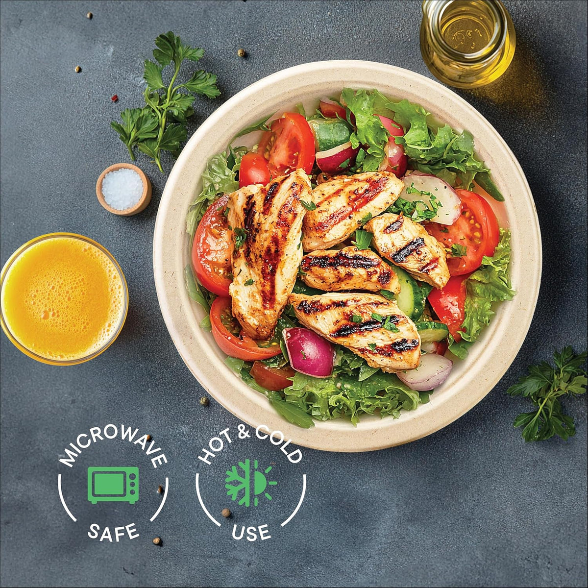 9" Compostable Plates, 125 Count, Heavy-Duty, Sugarcane Bagasse, PFAS-Free, Eco-Friendly