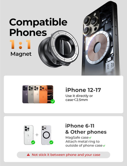 360° Magnetic Car Phone Mount, Strong Holder, Dashboard & Windshield, Universal Design