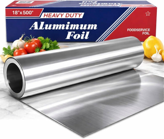 Heavy Duty Aluminum Foil Roll 18" x 500', Extra Thick Commercial Grade Food Service Foil for Cooking, Grilling & Food Storage