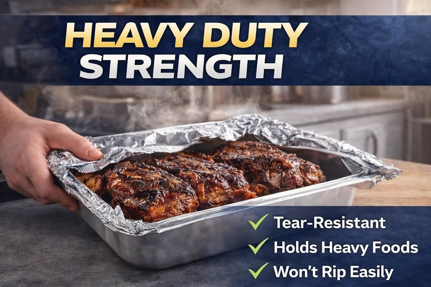 Heavy Duty Aluminum Foil Roll 18" x 500', Extra Thick Commercial Grade Food Service Foil for Cooking, Grilling & Food Storage