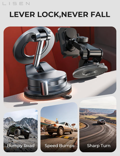 360° Magnetic Car Phone Mount, Strong Holder, Dashboard & Windshield, Universal Design